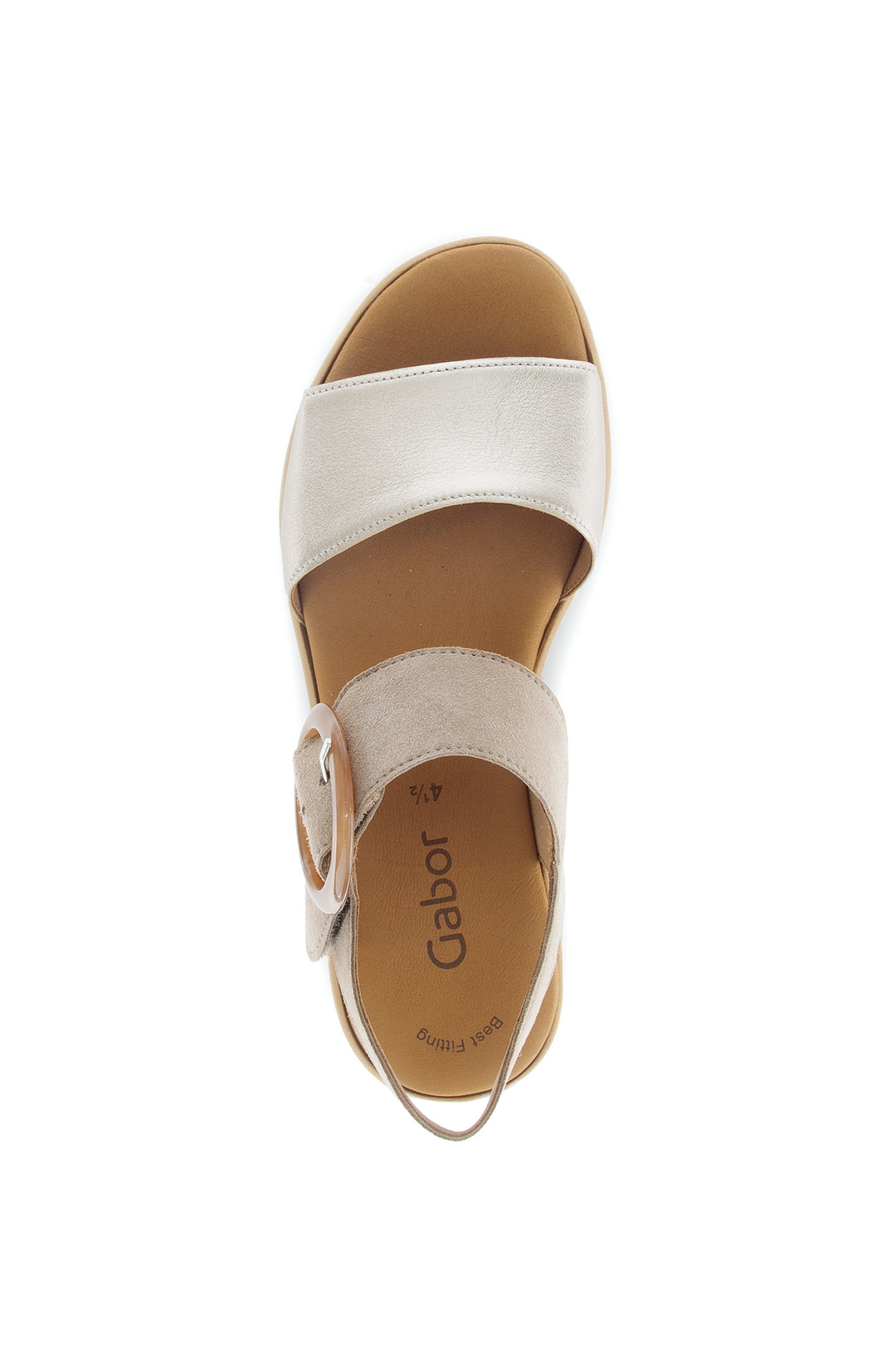 Gabor Andre Gold Leather Suede Wedge Sandals 84.550.62