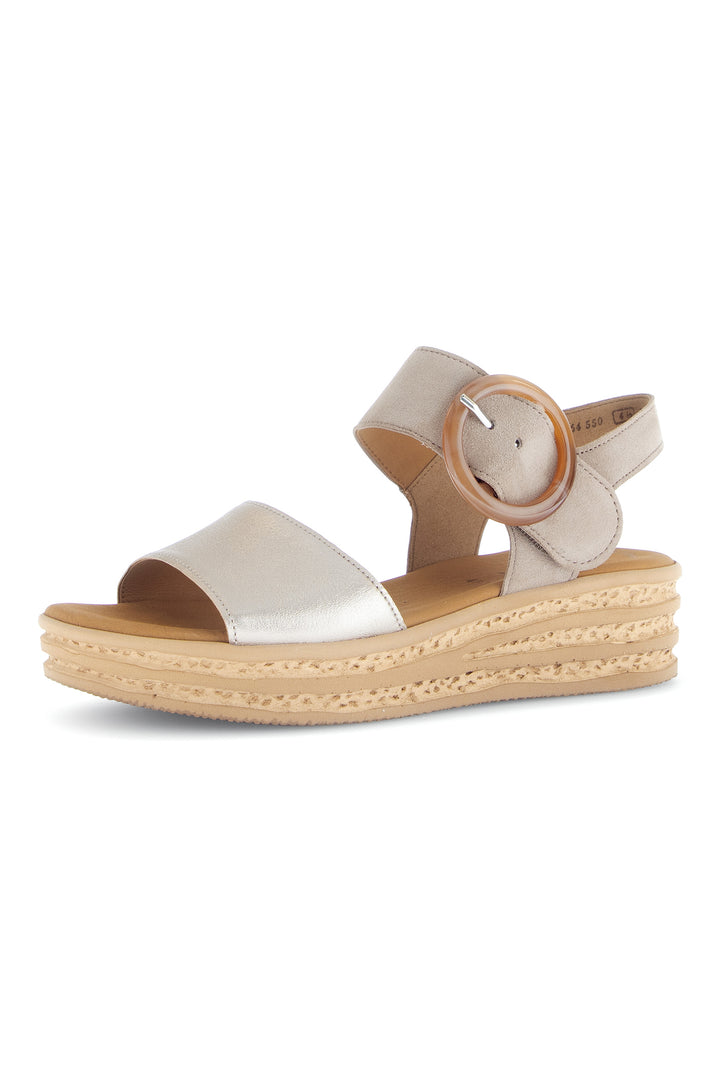 Gabor Andre Gold Leather Suede Wedge Sandals 84.550.62