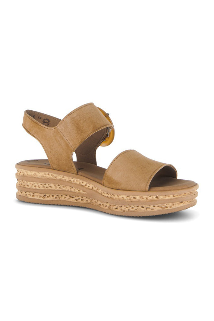 Gabor Andre Tan Suede Wedge Sandal 84.550.14