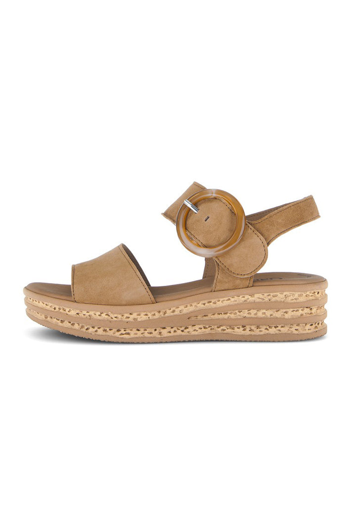 Gabor Andre Tan Suede Wedge Sandal 84.550.14