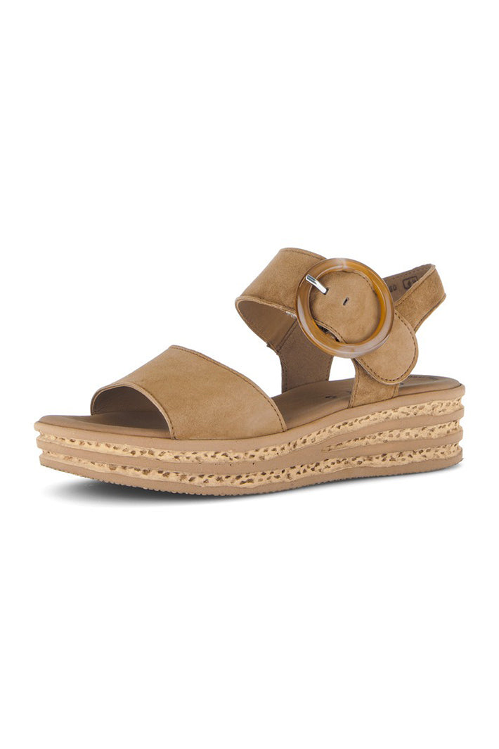 Gabor Andre Tan Suede Wedge Sandal 84.550.14