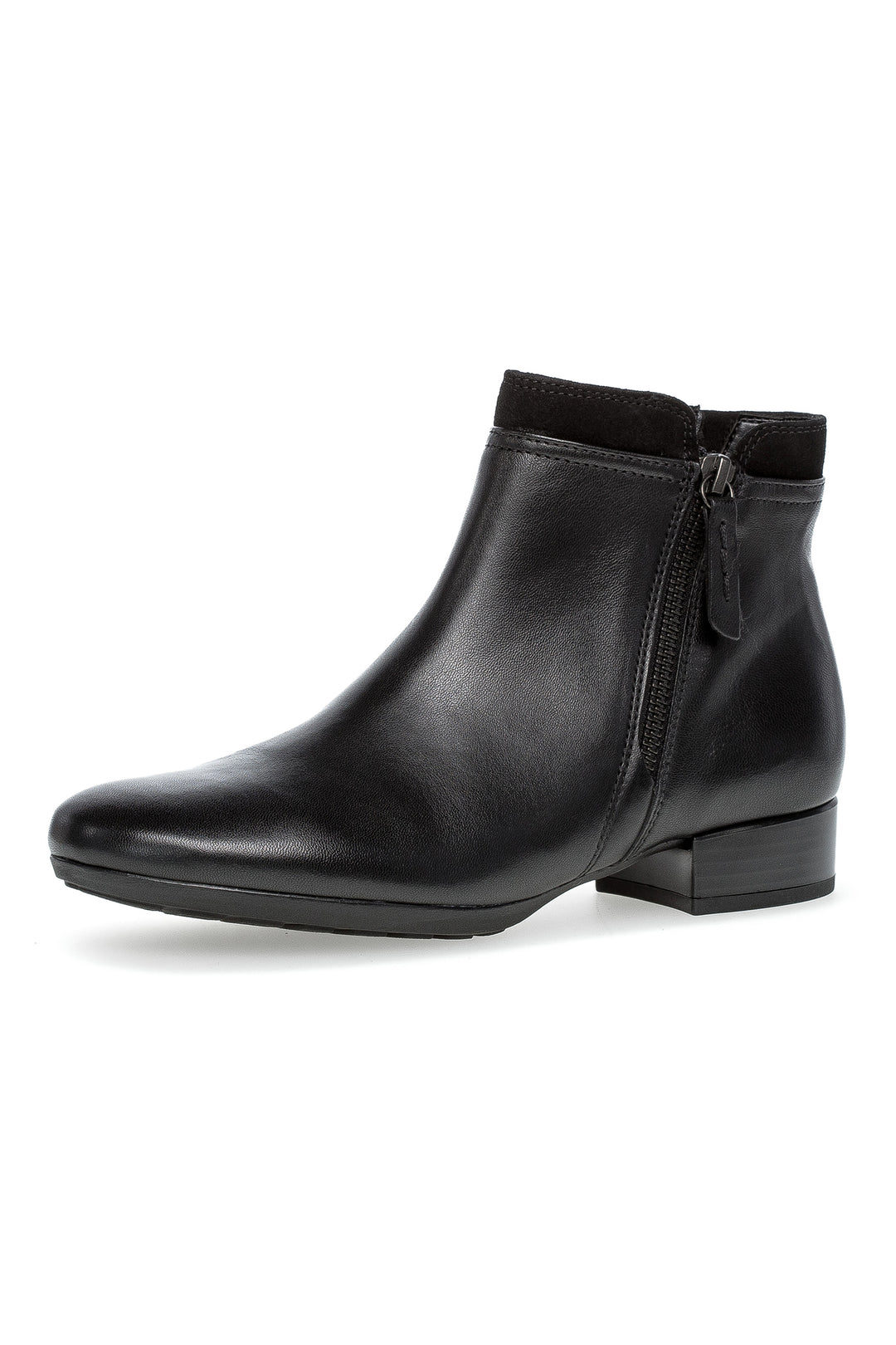 Black ankle boot on a white background