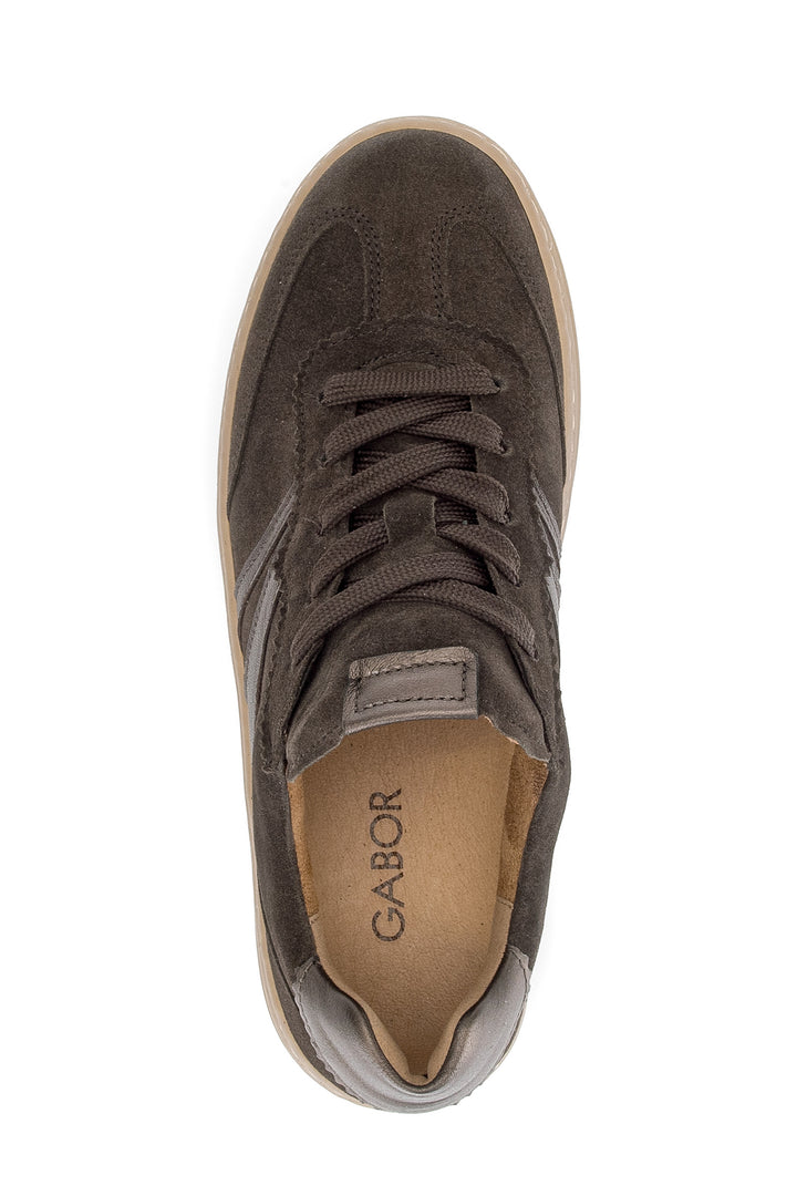 Gabor Dahma Mocha Brown Suede Trainer 6018.01.009, side view