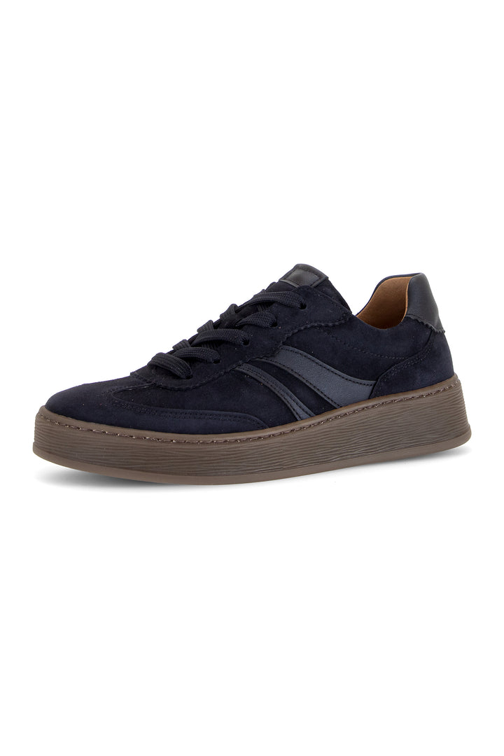 Gabor Dahma Navy Suede Trainer 6018.01.012, front view