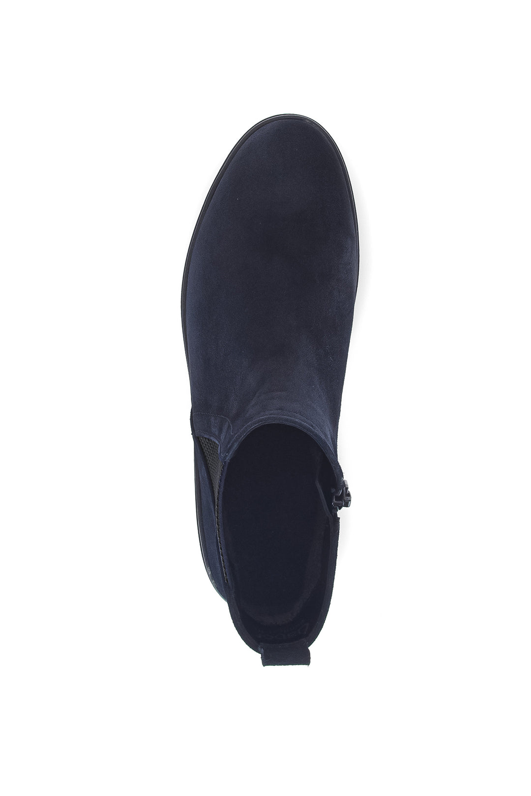 Navy blue ankle boot on a white background