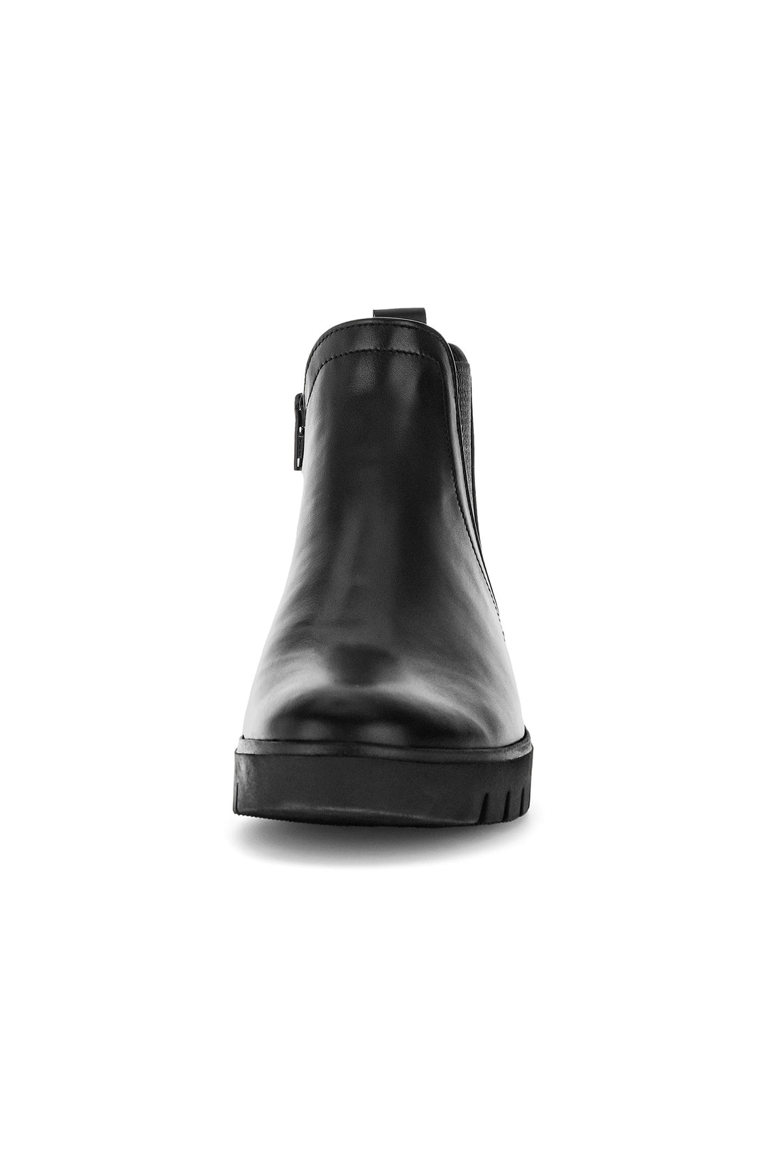 Black leather boot on a white background