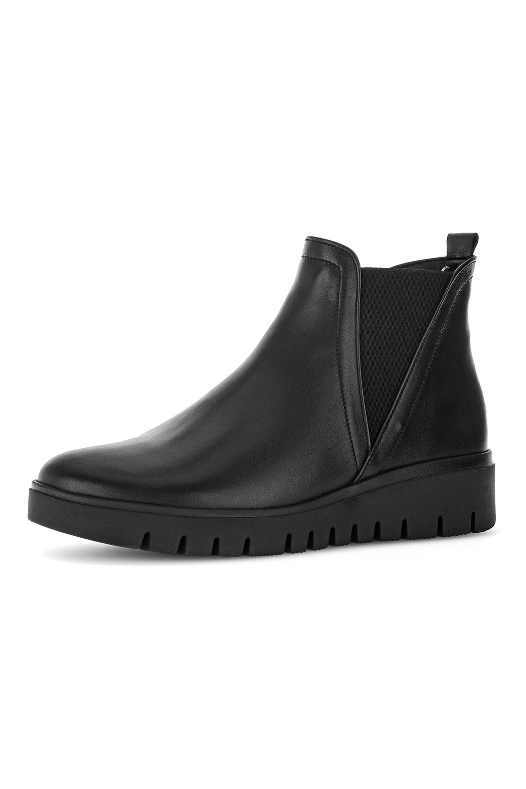 Black Chelsea boot on a white background