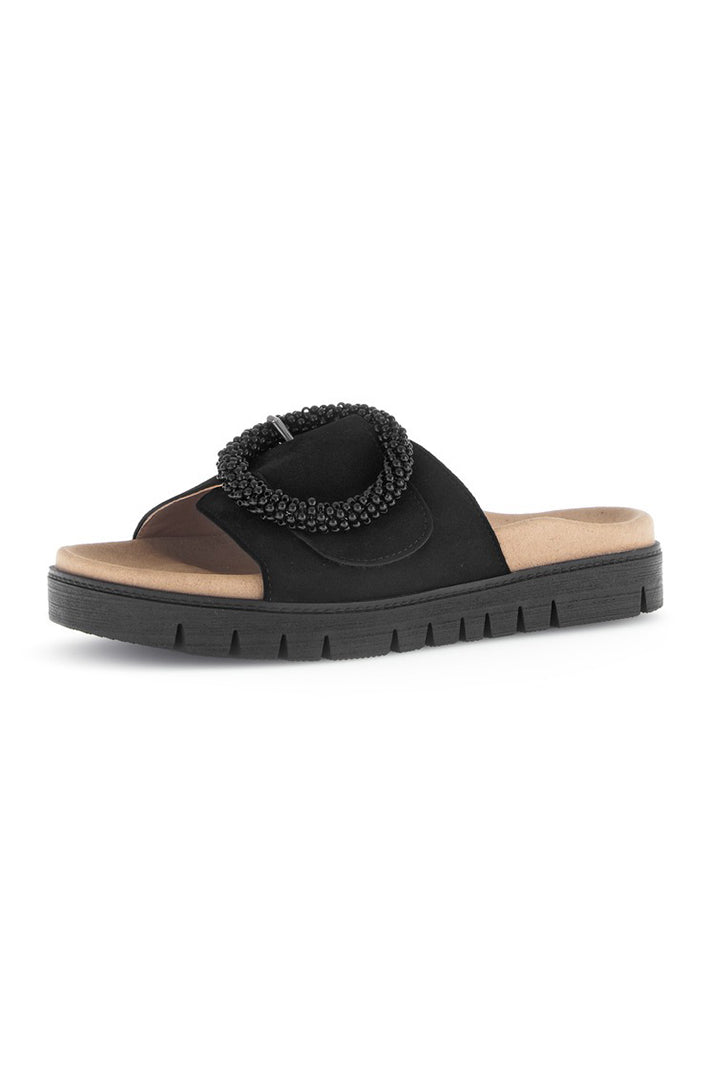 Gabor Everly Black Suede Sandal 83.745.17