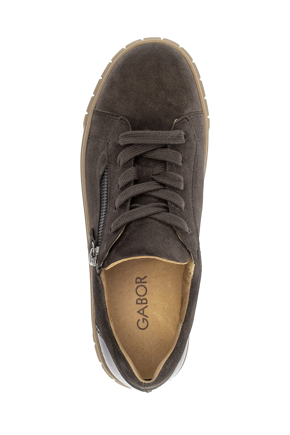 Gabor Ferry Mocha Brown Suede Trainer 6017.03.005, side view