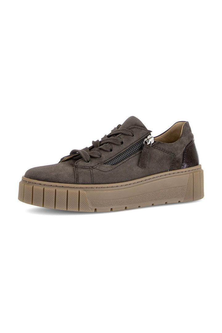 Gabor Ferry Mocha Brown Suede Trainer 6017.03.005, front view