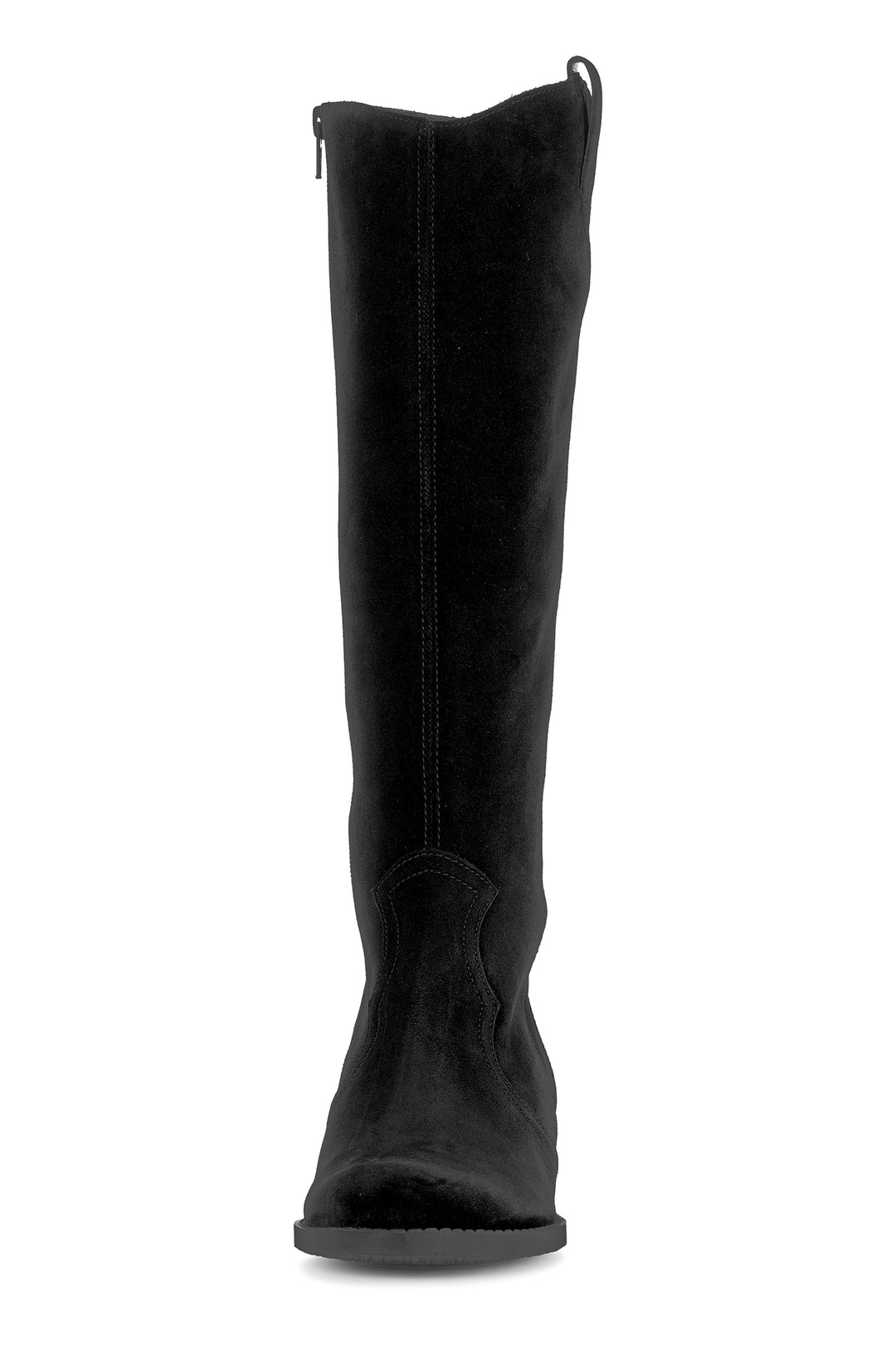 Black knee-high boot on a white background
