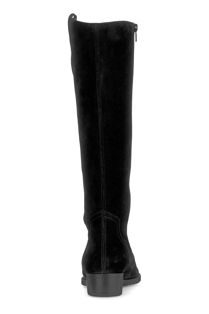 Black knee-high boot on a white background