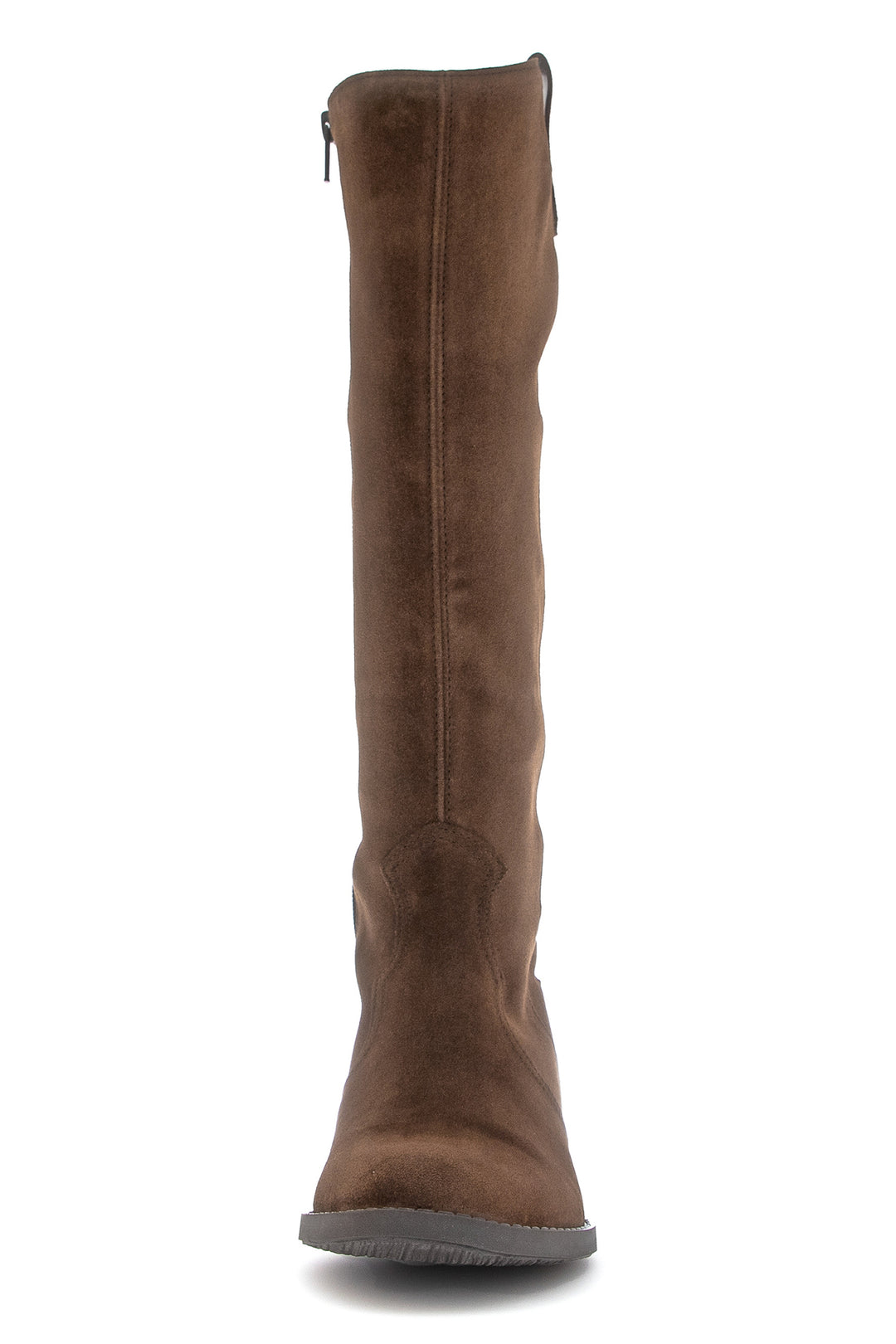 Brown knee-high boot on a white background