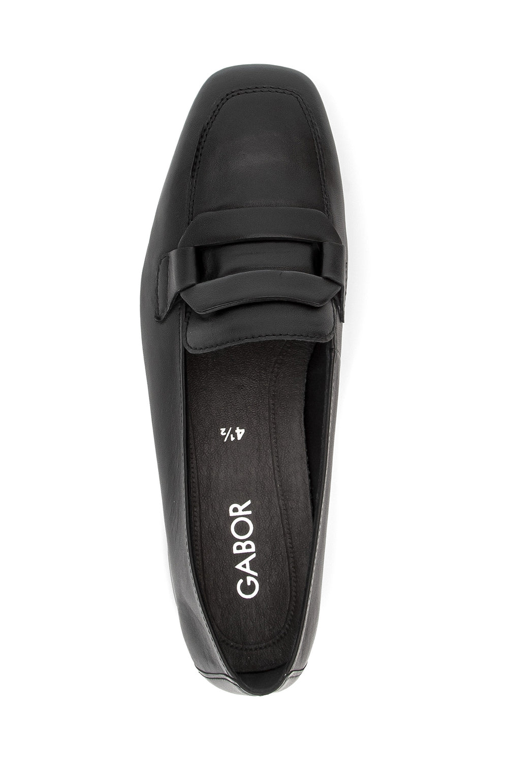 Gabor Great Black Leather Slip On Shoe 4002.01.012, side view