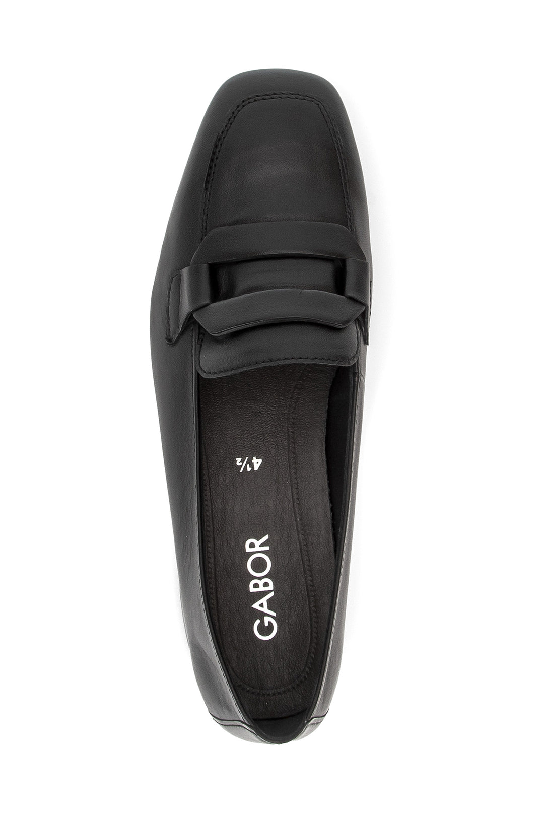 Gabor Great Black Leather Slip On Shoe 4002.01.012, side view