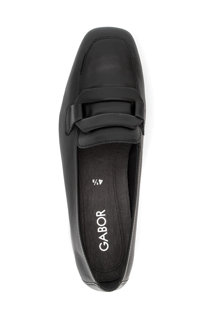 Gabor Great Black Leather Slip On Shoe 4002.01.012, side view