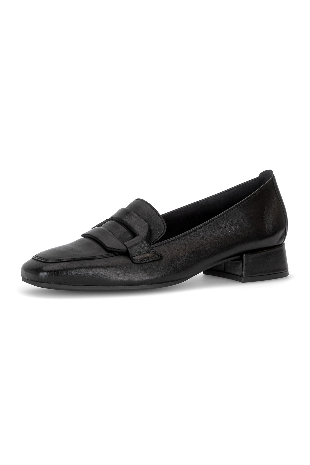 Gabor Great Black Leather Slip On Shoe 4002.01.012, front view