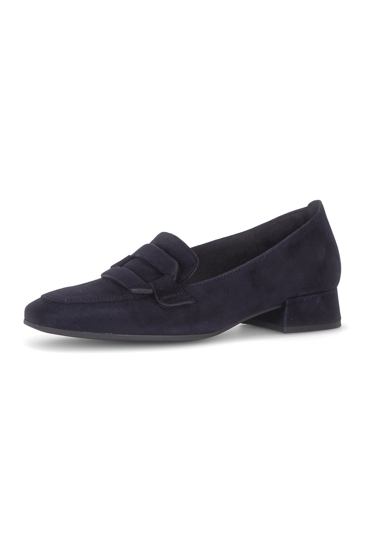 Gabor Great Dark Blue Navy Suede Slip On Shoe 4002.01.011, front view