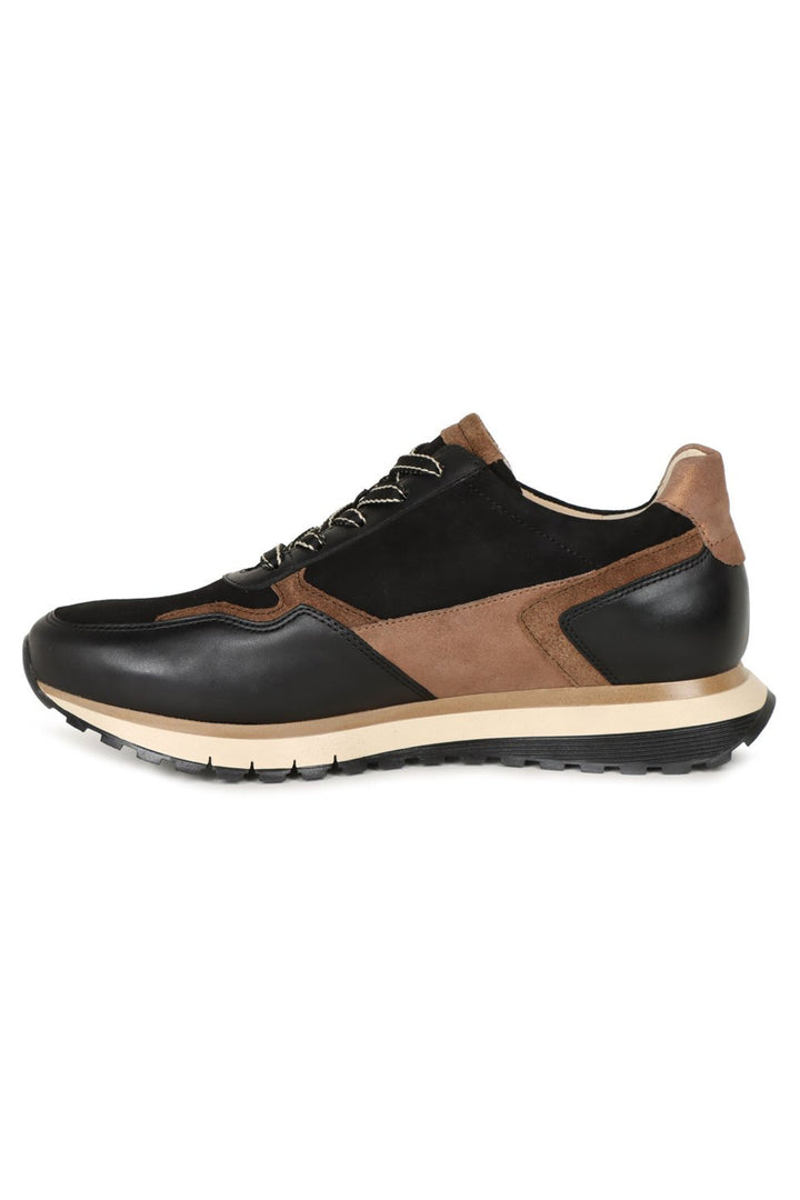 Gabor Hollywell 76.378.67 Black Gold Leather Wide Fit Trainer - Shirley Allum Boutique