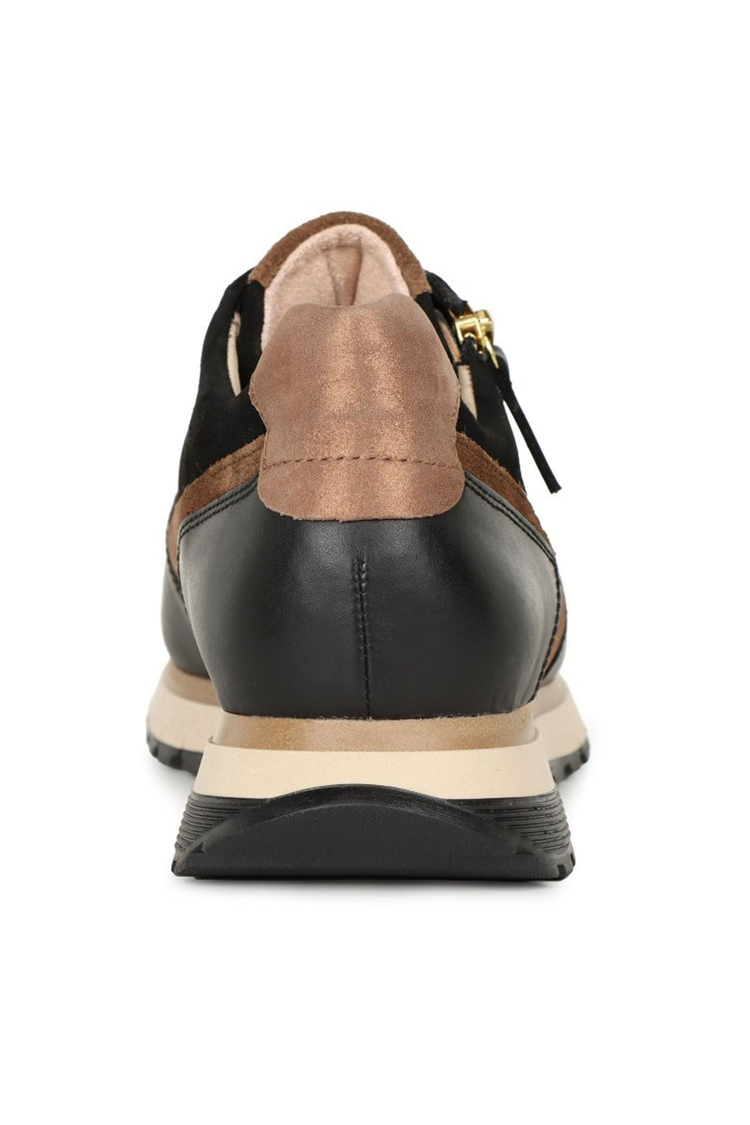 Gabor Hollywell 76.378.67 Black Gold Leather Wide Fit Trainer - Shirley Allum Boutique