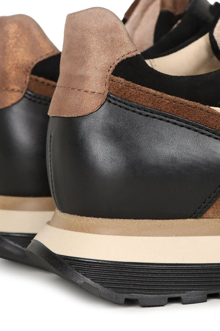 Gabor Hollywell 76.378.67 Black Gold Leather Wide Fit Trainer - Shirley Allum Boutique