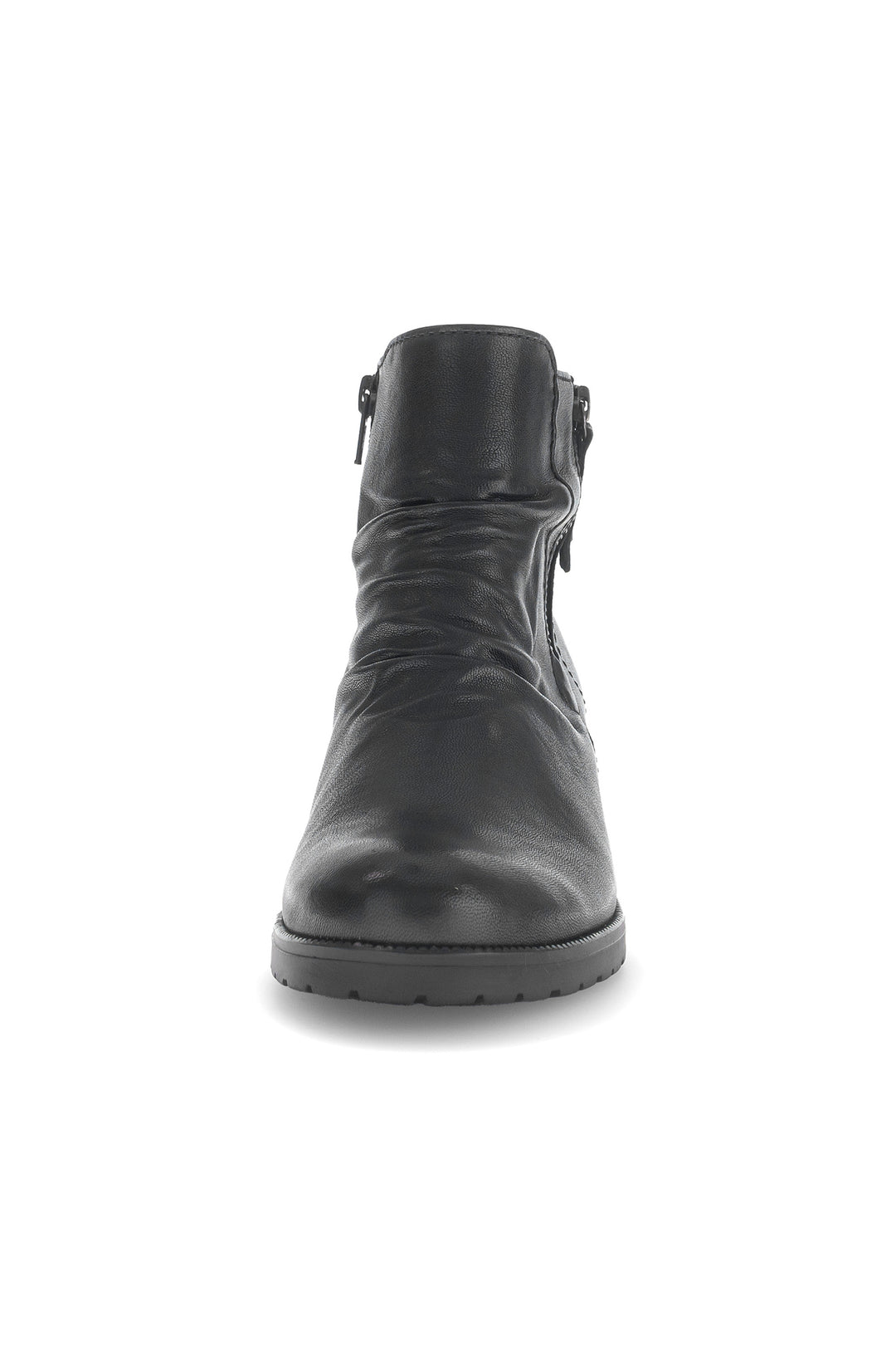 Black leather boot on a white background