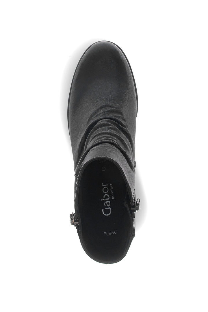 Black ankle boot with 'Gabor' branding on a white background