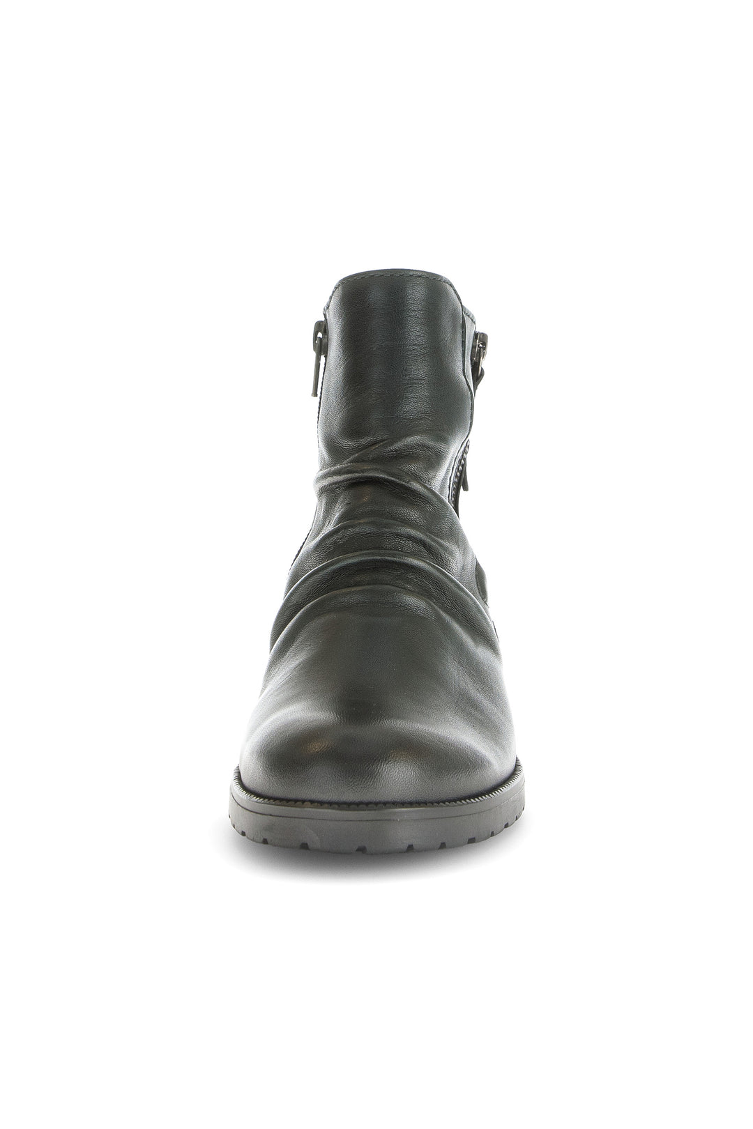 Black leather boot on a white background