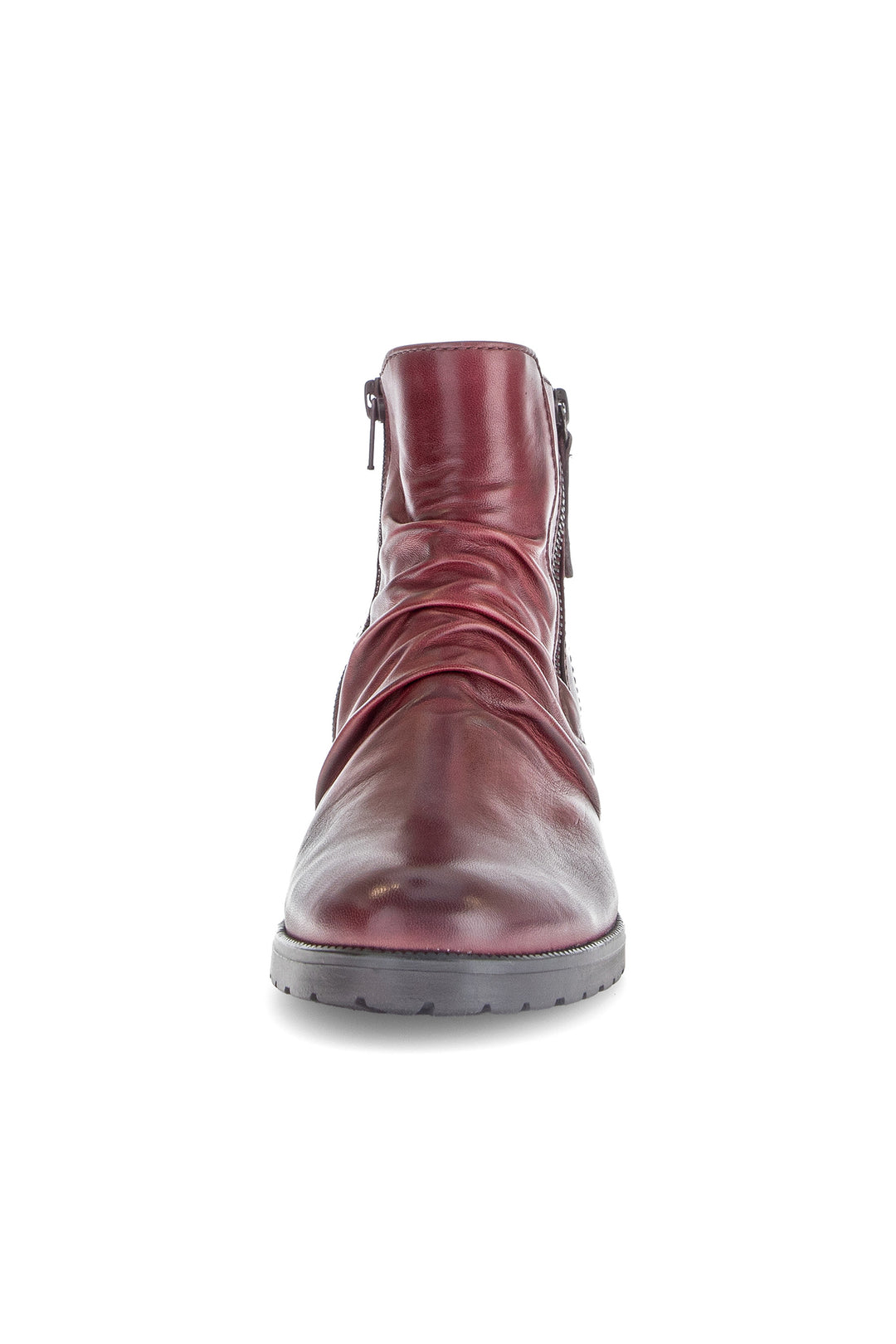 Maroon ankle boot on a white background