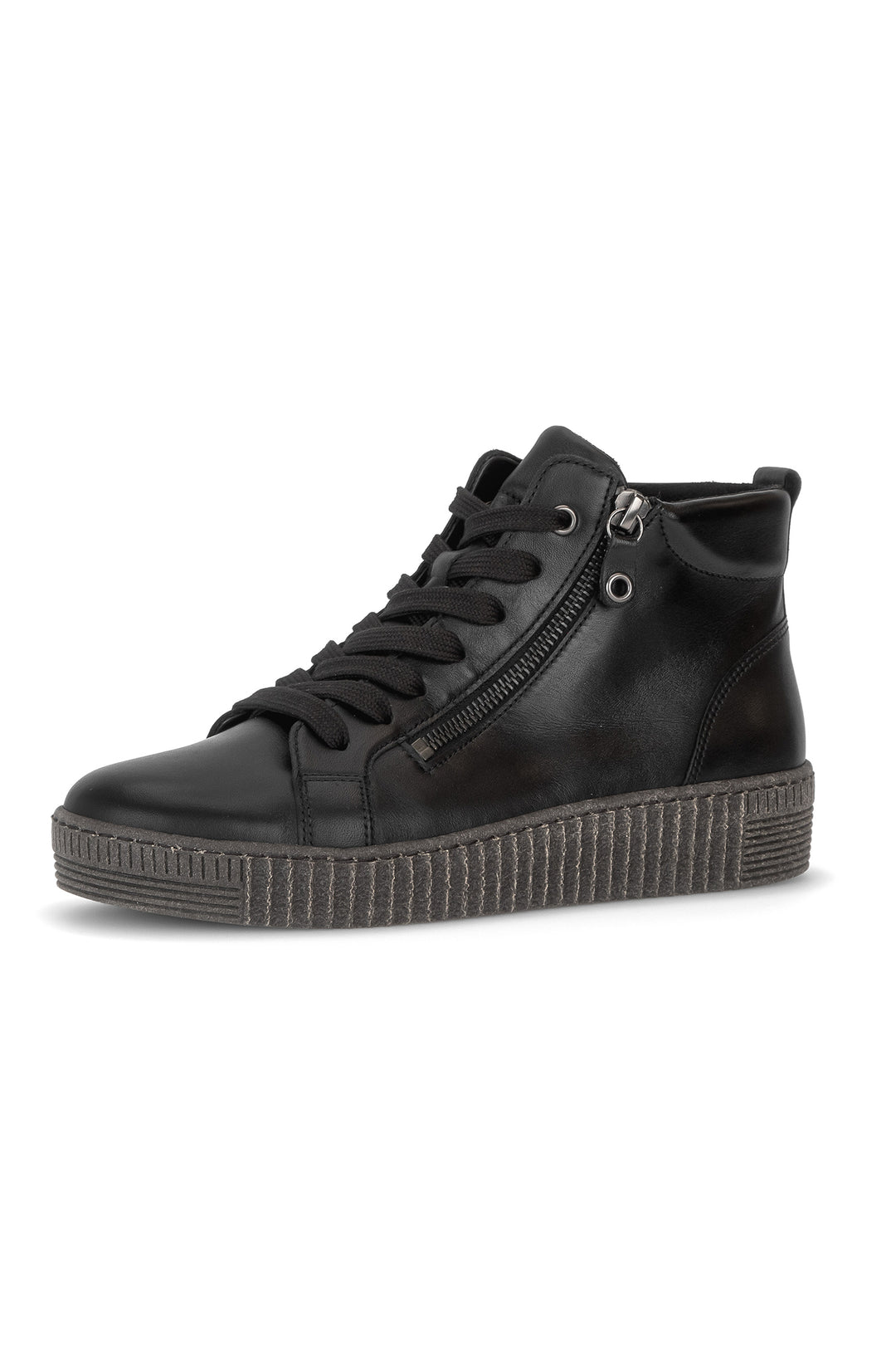 Gabor Lake Black Leather Boots 8013.01.003, front view