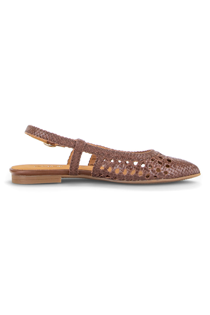 Gabor Medusa Coffee Brown Leather Braid Slingback Shoes 81.631.28