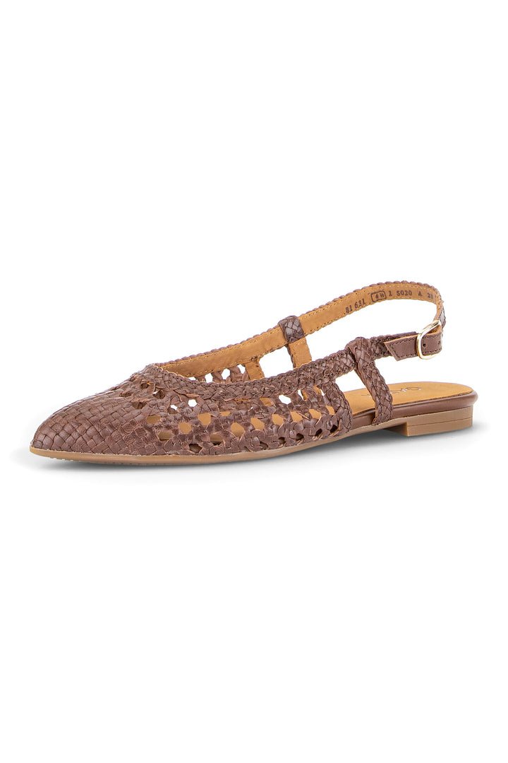 Gabor Medusa Coffee Brown Leather Braid Slingback Shoes 81.631.28