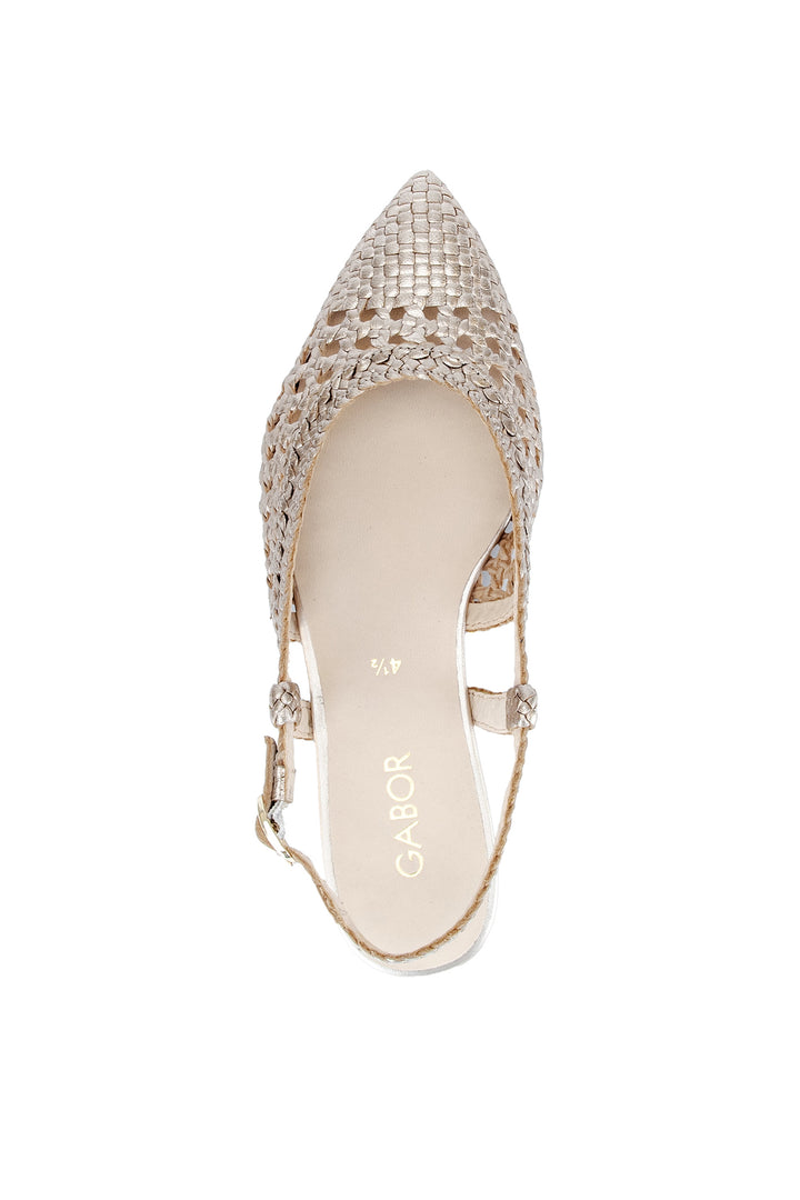 Gabor Medusa Gold Leather Braid Slingback Shoes 81.631.62