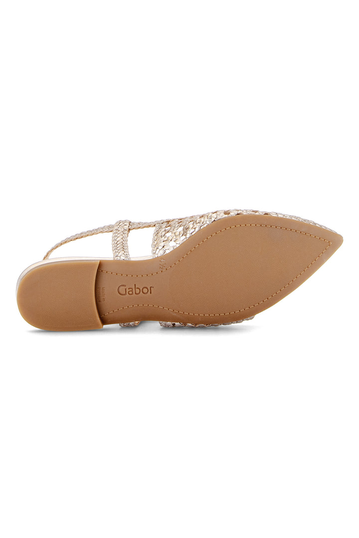 Gabor Medusa Gold Leather Braid Slingback Shoes 81.631.62