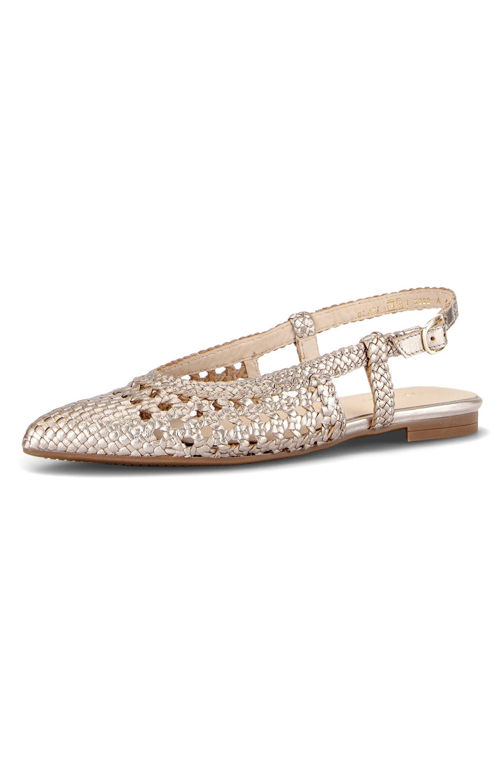 Gabor Medusa Gold Leather Braid Slingback Shoes 81.631.62