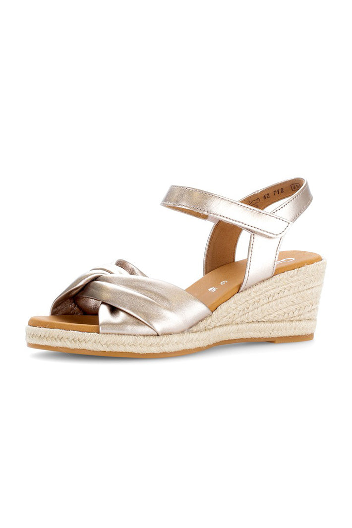 Gabor Moon Gold Leather Wedge Sandal 82.712.82