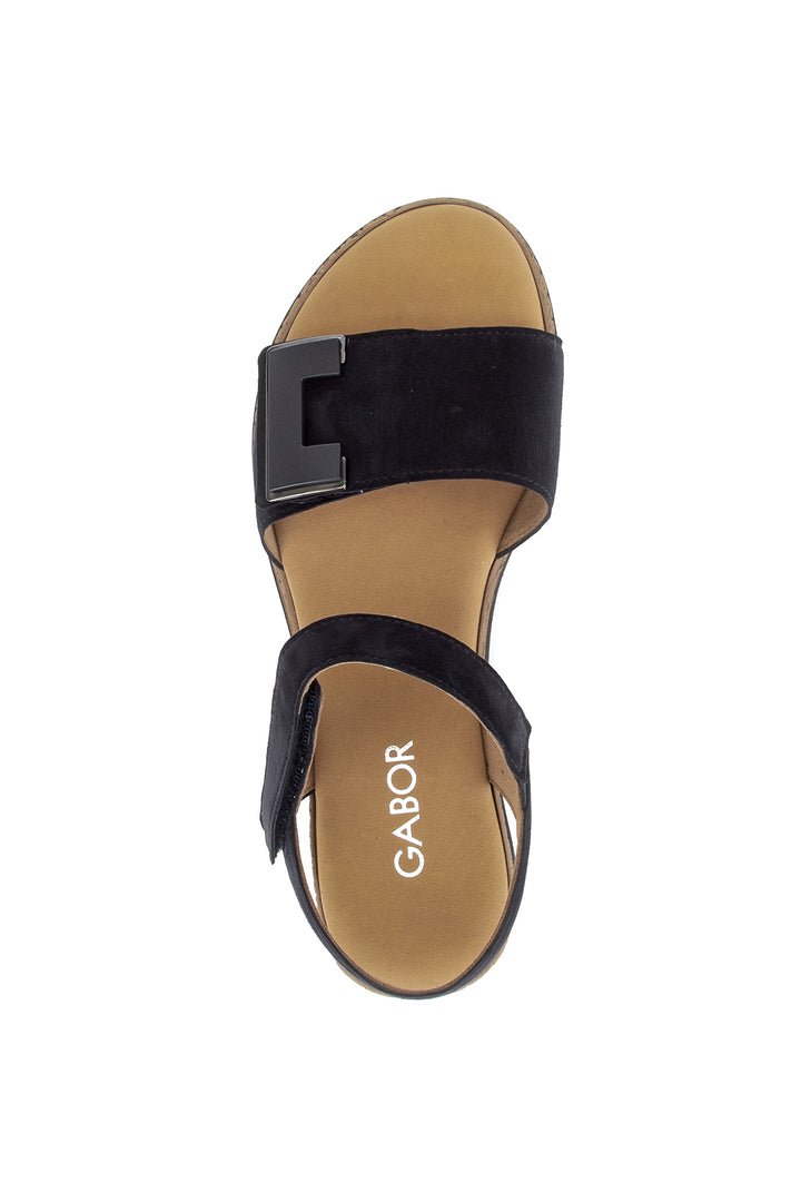 Gabor Shout Navy Suede Wedge Sandals 82.700.46