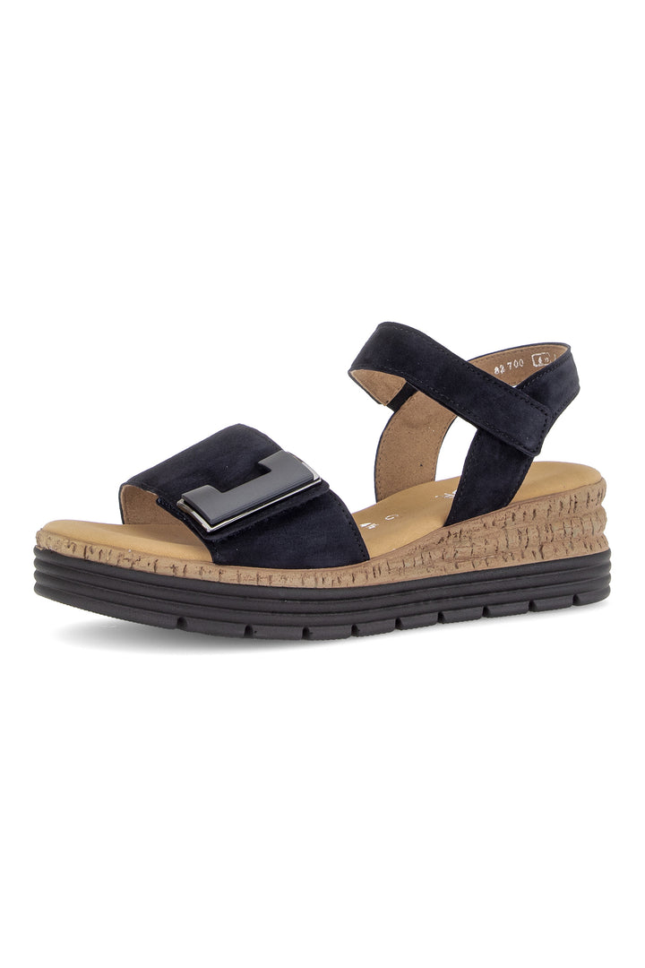 Gabor Shout Navy Suede Wedge Sandals 82.700.46