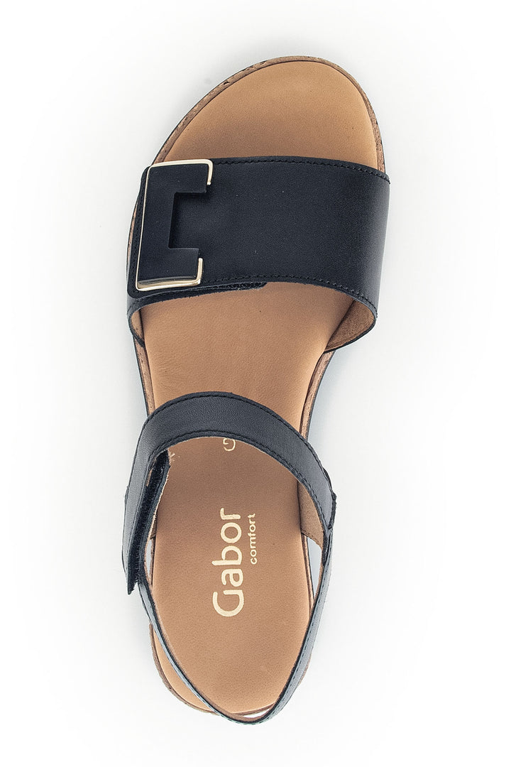 Gabor Shout Sandal Black Wedge Heel 62.700.57 - Shirley Allum Boutique
