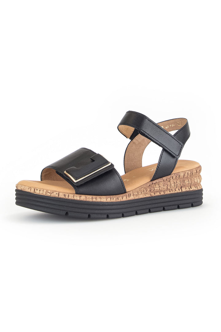 Gabor Shout Sandal Black Wedge Heel 62.700.57 - Shirley Allum Boutique