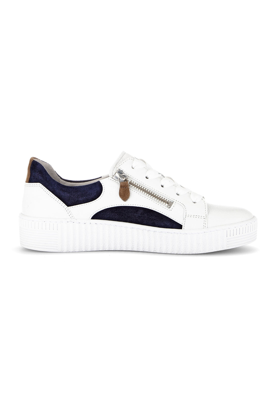 Gabor Wemo Trainer White Blue Leather 63.330.20 - Shirley Allum Boutique