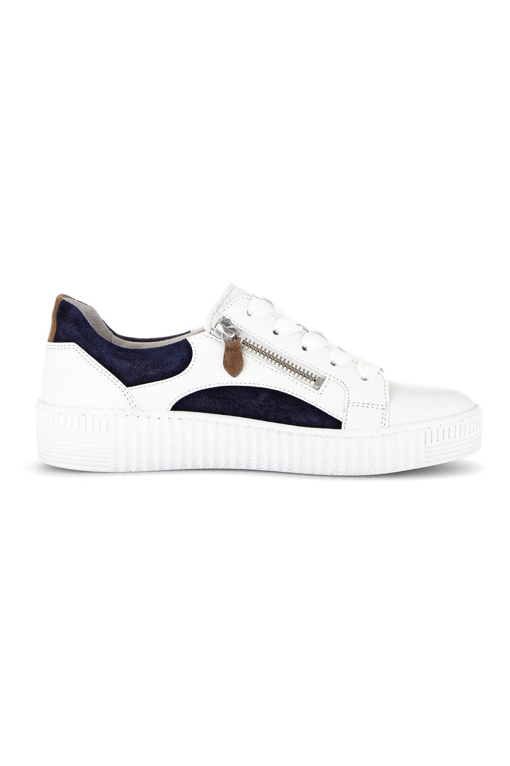 Gabor Wemo Trainer White Blue Leather 63.330.20 - Shirley Allum Boutique