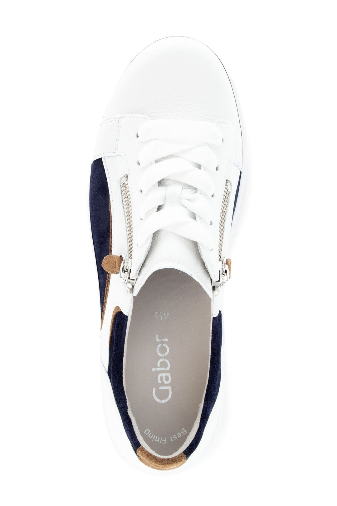 Gabor Wemo Trainer White Blue Leather 63.330.20 - Shirley Allum Boutique