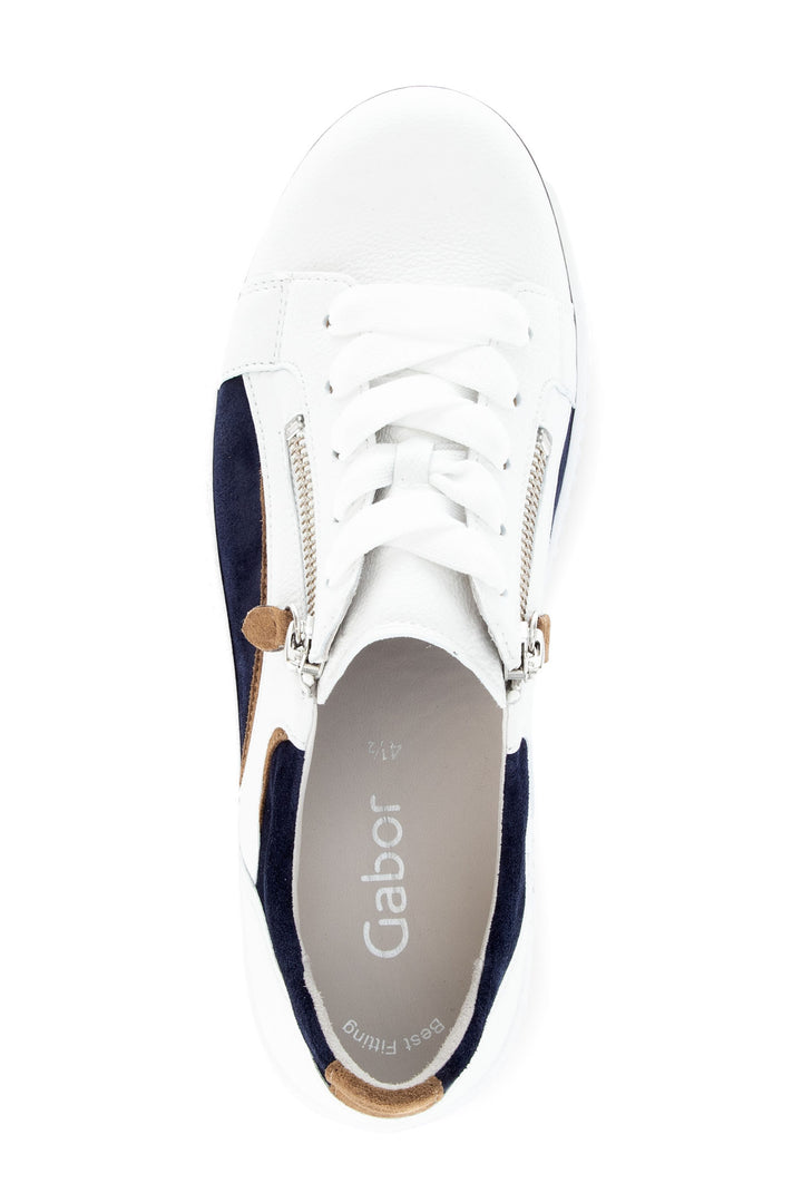 Gabor Wemo Trainer White Blue Leather 63.330.20 - Shirley Allum Boutique