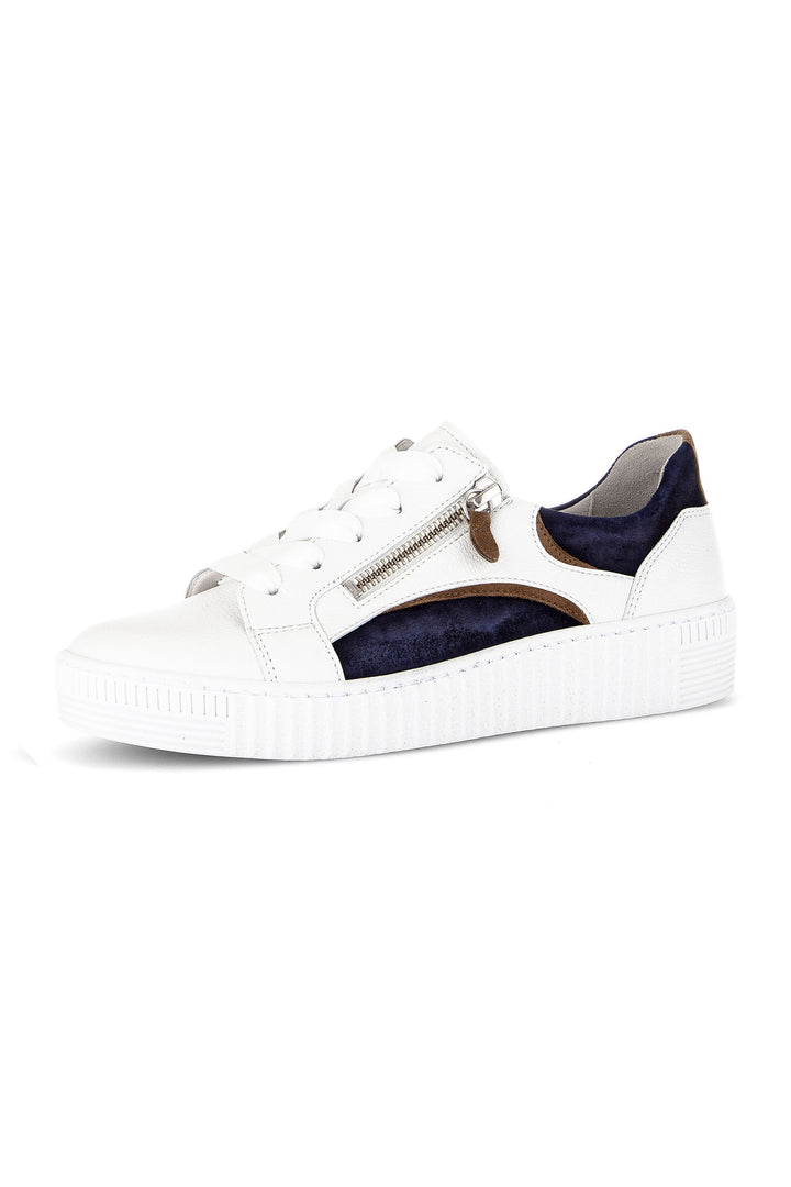 Gabor Wemo Trainer White Blue Leather 63.330.20 - Shirley Allum Boutique