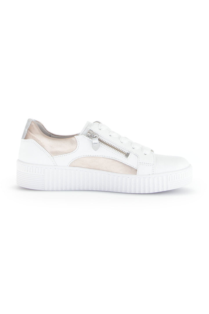Gabor Wemo Trainer White Silver Leather 63.330.21 - Shirley Allum Boutique