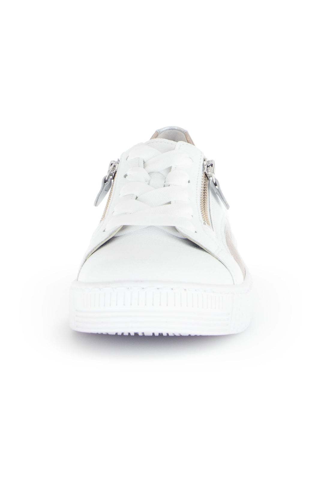 Gabor Wemo Trainer White Silver Leather 63.330.21 - Shirley Allum Boutique