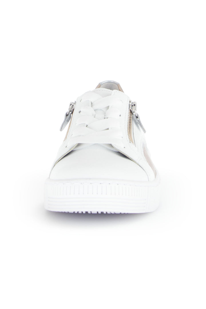 Gabor Wemo Trainer White Silver Leather 63.330.21 - Shirley Allum Boutique