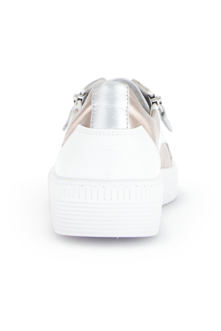 Gabor Wemo Trainer White Silver Leather 63.330.21 - Shirley Allum Boutique