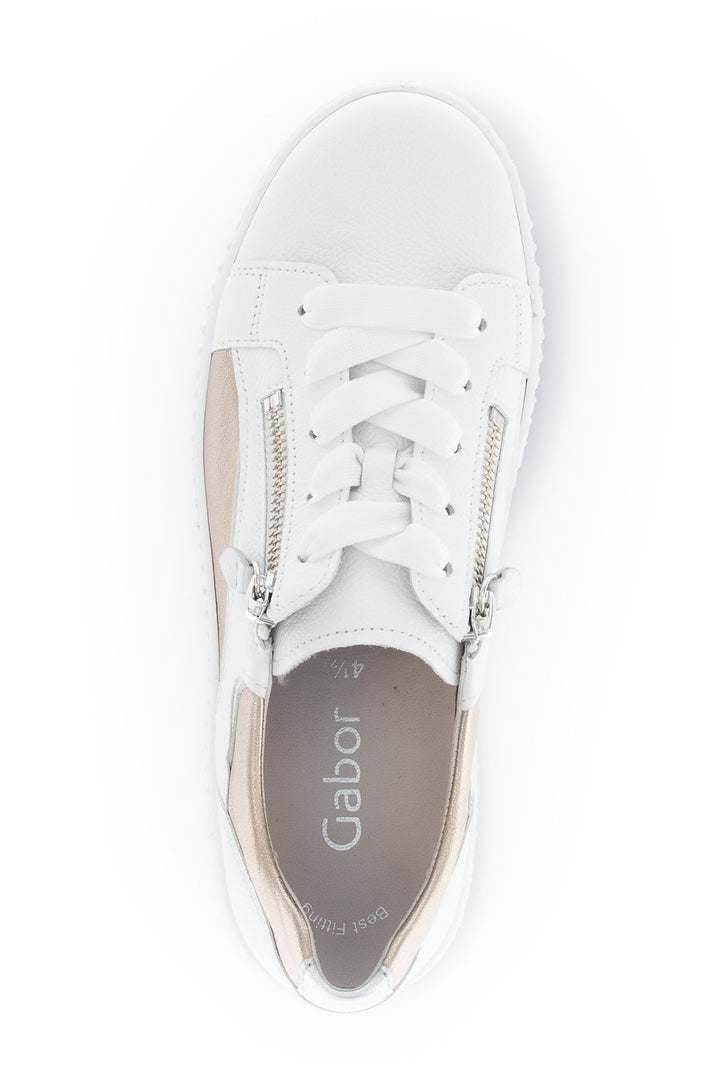 Gabor Wemo Trainer White Silver Leather 63.330.21 - Shirley Allum Boutique